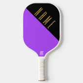 Leicht schwarzer Lila Diagonalblock-Text Pickleball Schläger (Vorderseite)