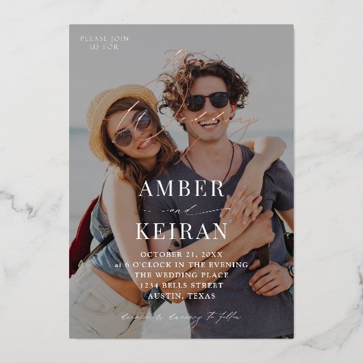 Leicht Tinted Shades - Foto Wedding Folieneinladung (Vorderseite)