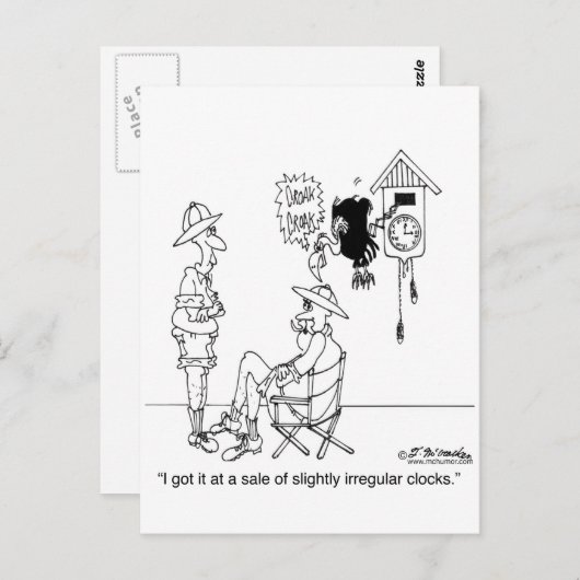 Leicht unregelmäßige Kuckucksuhr Postkarte (Vorne/Hinten)