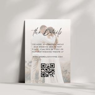 Leicht verblassenes Foto QR Code Einfache Hochzeit Begleitkarte