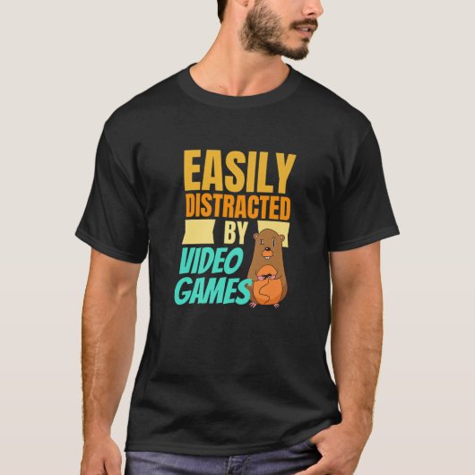Leicht vom Nerd für Videospiele abgelenkt T-Shirt (Vorderseite)