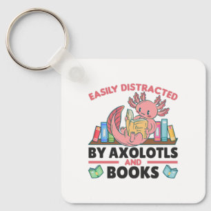 Leicht von Axolotls und Büchern abgelenkt Schlüsselanhänger
