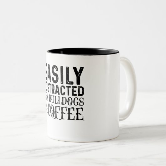 Leicht von Bullhunden und Kaffee abgelenkt Zweifarbige Tasse (VorderseiteRechts)