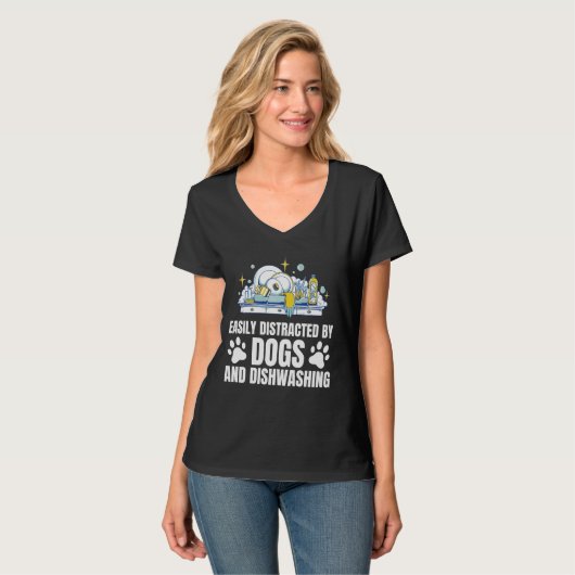 Leicht von der Hunde Küchengeschirrspülmaschine ab T-Shirt (Vorderseite Vollansicht)