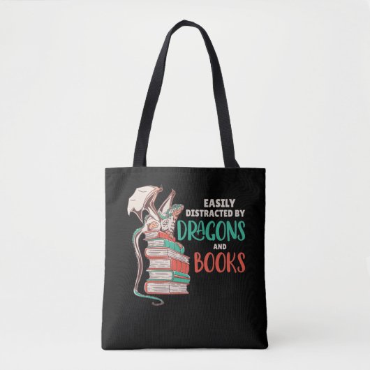 Leicht von Drachen und Büchern abgelenkt Tasche (Vorderseite)