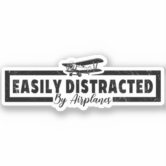 Leicht von Flugzeugen abgelenkt, lustiges Pilot-Sp Aufkleber (Vorderseite)