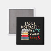 Leicht von Katzen und Büchern abgelenkt | Funny Ca Magnet (Vorderseite/Rückseite)