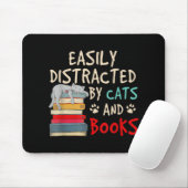 Leicht von Katzen und Büchern abgelenkt | Funny Ca Mousepad (Mit Mouse)