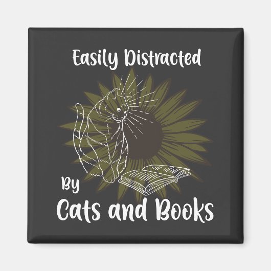 Leicht von Katzen und Büchern abgelenkt Magnet (Vorne)