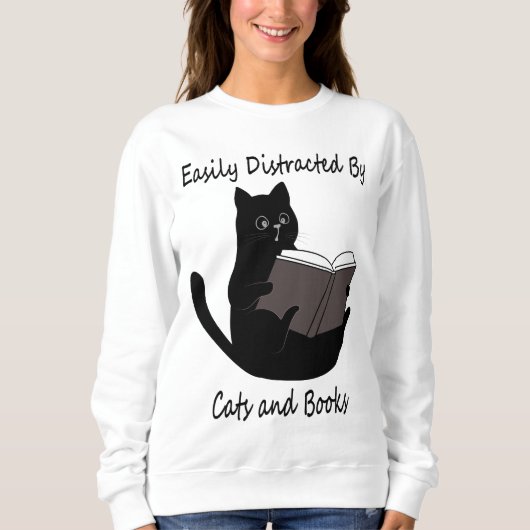 Leicht von Katzen und Büchern abgelenkt, Niedliche Sweatshirt (Vorderseite)