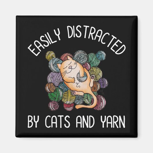 Leicht von Katzen und Garnen abgelenkt Magnet (Vorne)