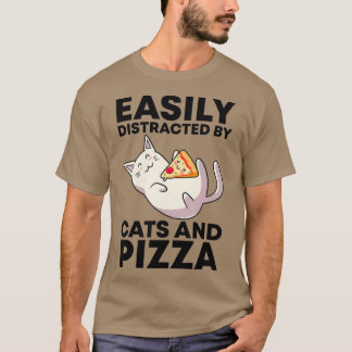 Leicht von Katzen und Pizza Kawaii Cat abgelenkt T-Shirt