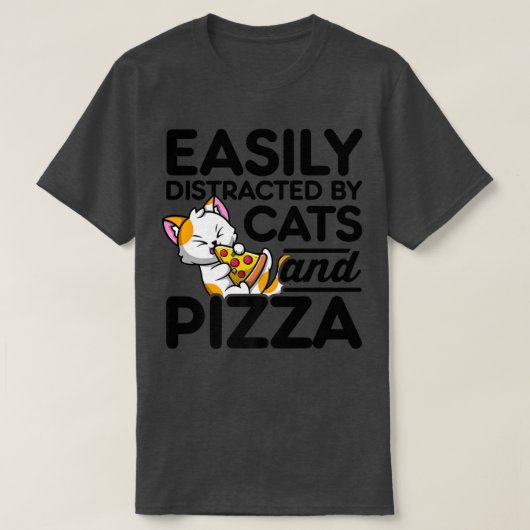 Leicht von Katzen und Pizzas entfernt T-Shirt (Design vorne)