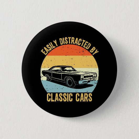 Leicht von klassischen Autos abgelenkt Button (Vorderseite)