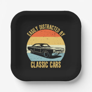 Leicht von klassischen Autos abgelenkt Pappteller