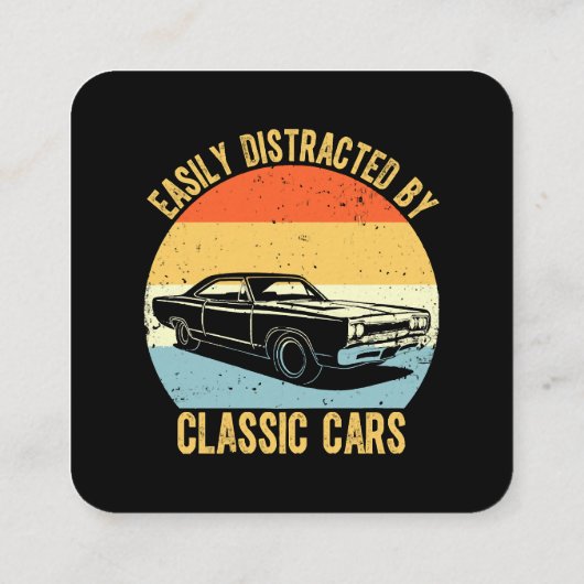 Leicht von klassischen Autos abgelenkt Quadratische Visitenkarte (Rückseite)