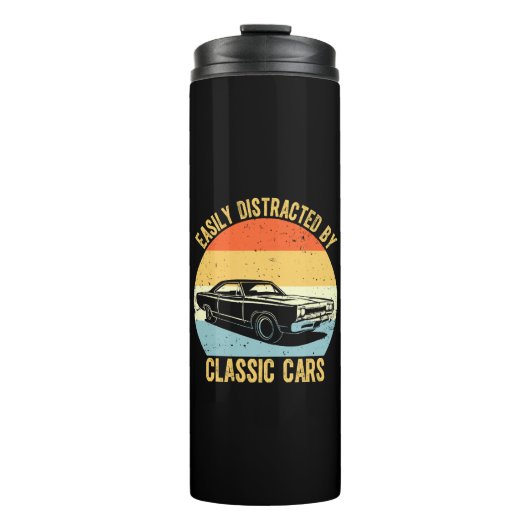 Leicht von klassischen Autos abgelenkt Thermosbecher (Vorderseite)