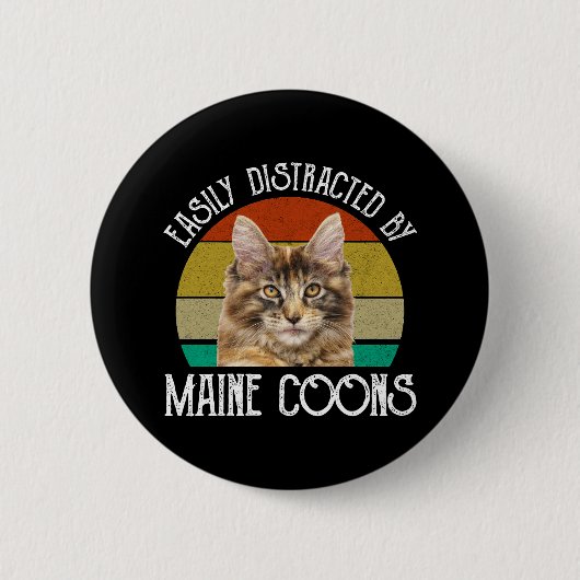 Leicht von Maine-Coons abgelenkt Button (Vorderseite)