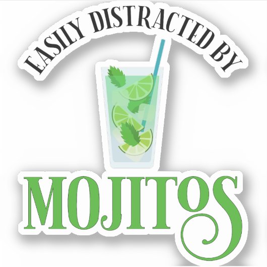 Leicht von Mojitos abgelenkt Aufkleber (Vorderseite)