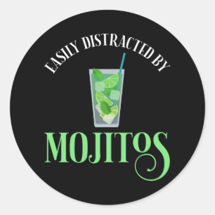 Leicht von Mojitos abgelenkt Runder Aufkleber