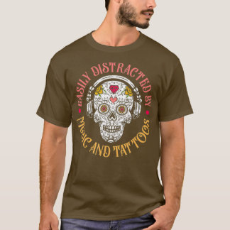 Leicht von Musik Tattoos Musik Tattoo abgelenkt T-Shirt