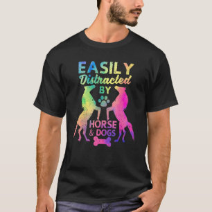 Leicht von Pferden und Hunden abgelenkt Funny Hors T-Shirt