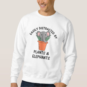 Leicht von Pflanze und Elefanten Vintag abgelenkt Sweatshirt