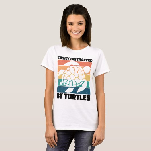 Leicht von Schildkröten abgelenkt Funny Amphibian T-Shirt (Vorne ganz)