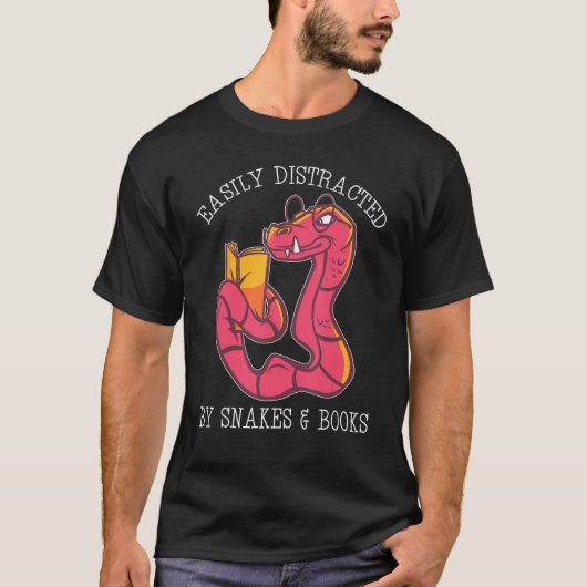 Leicht von Schlange und Büchern abgelenkt Python V T-Shirt (Vorderseite)