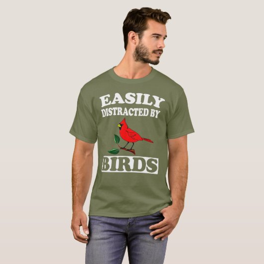 Leicht von Vögeln T - Shirt Funny Bird abgelenkt (Vorne ganz)
