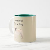 Leicht zur Liebe eines Mops Hundes Zweifarbige Tasse (Vorderseite Links)