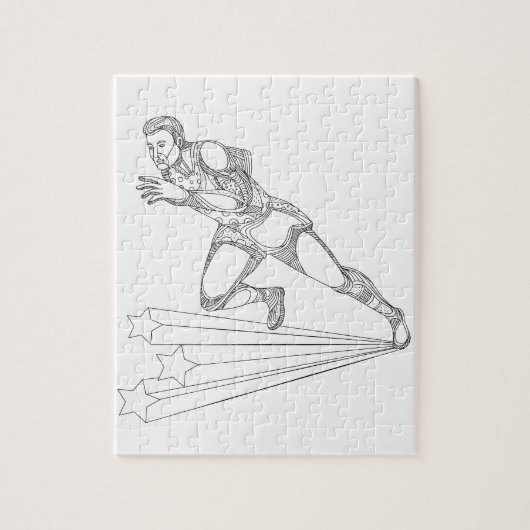 Leichtathlet-Betriebs-Gekritzel-Kunst Puzzle (Vertikal)