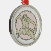 Leichtathlet-Hürden-Kreis-Monolinie Silbernes Ornament (Rechts)
