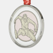 Leichtathlet-Hürden-Kreis-Monolinie Silbernes Ornament (Links)
