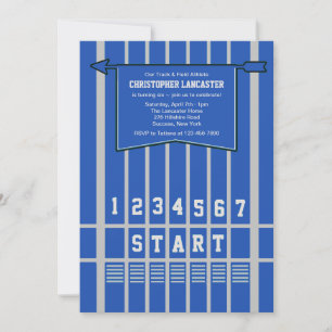 Leichtathletik-Anfangslinie Blau-Einladung Einladung