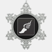 Leichtathletik-Ikone Schneeflocken Zinn-Ornament (Vorderseite)