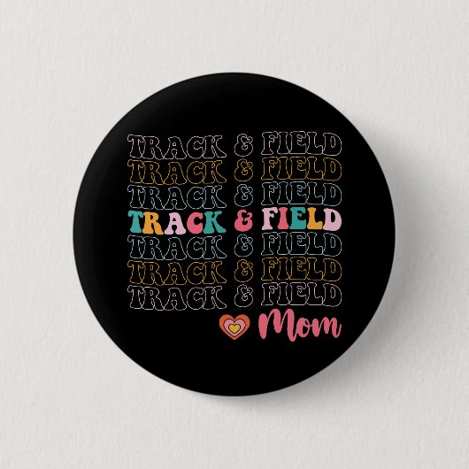Leichtathletik-Mama Groovy Running Muttertag Button (Vorderseite)