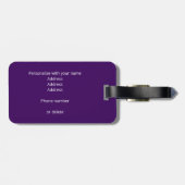 Leichtathletik-Monogramm lila Schwarzfußbälle Gepäckanhänger (Rückseite horizontal)