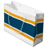 Leichtathletische Aquamarin-gelbe Rennstreifen auf Große Geschenktüte (Vorderseite Schrägansicht)