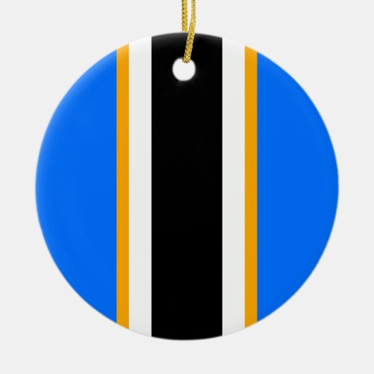 Leichtathletische, hellblaue, gelbe schwarze Strei Keramik Ornament (Vorne)