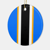 Leichtathletische, hellblaue, gelbe schwarze Strei Keramik Ornament (Links)