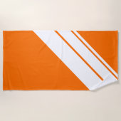 Leichtathletische, helle Orange weiße Streifen Strandtuch (Vorderseite)
