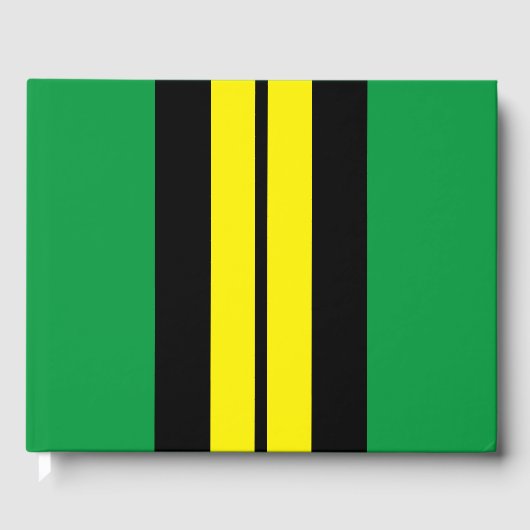 Leichtathletische, hellgelbe, schwarz-grüne Rennst Gästebuch (Vorderseite)