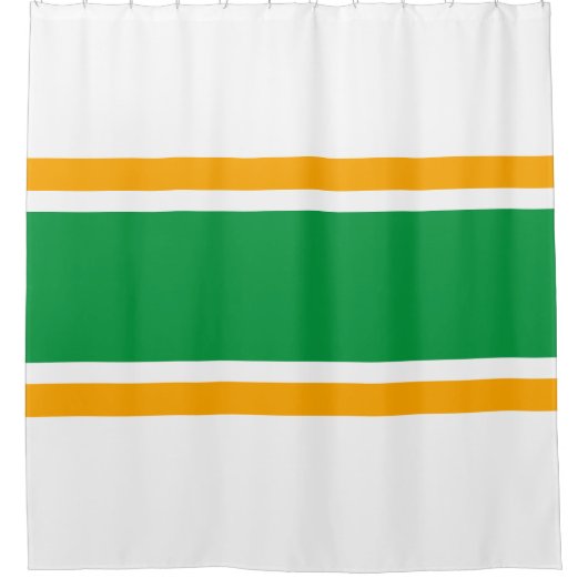 Leichtathletische, hellgrüne, gelb-gelbe Streifen Duschvorhang (Vorderseite)