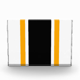 Leichtathletische schwarz-gelbe, weiße, fette Renn Fotoblock