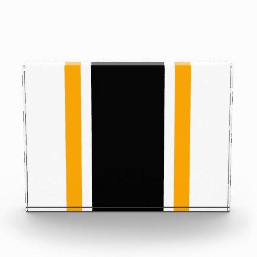 Leichtathletische schwarz-gelbe, weiße, fette Renn Fotoblock (Vorderseite)