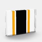 Leichtathletische schwarz-gelbe, weiße, fette Renn Fotoblock (Links)