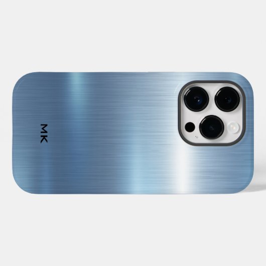 Leichtblaue Metallic-Textur aus rostfreiem Stahl Case-Mate iPhone Hülle (Rückseite (Horizontal))