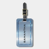 Leichtblaue Metallic-Textur aus rostfreiem Stahl Gepäckanhänger (Vorderseite vertikal)