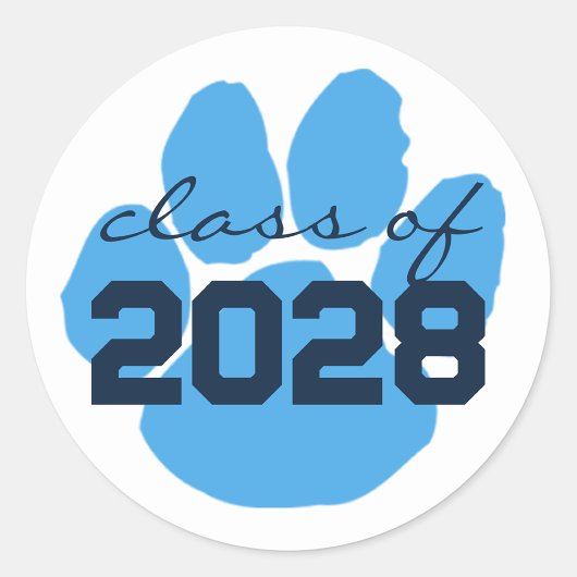 Leichtblauer Abschluss mit Navy Paw Runde Sticker